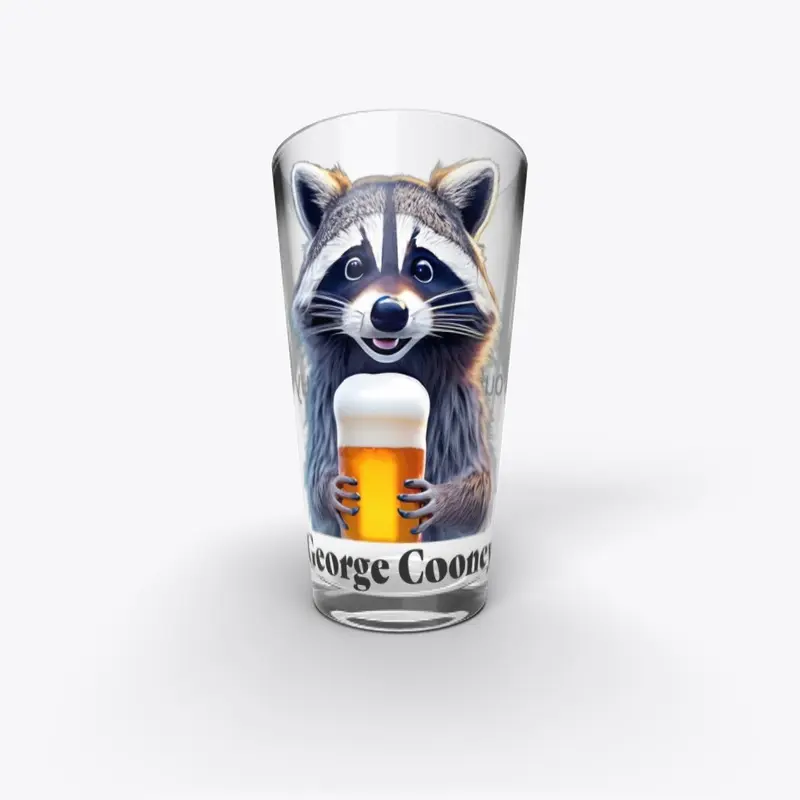 George Cooney the Raccoon Pint Glass